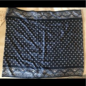 J. Crew silk infinity scarf. Navy blue and ivory